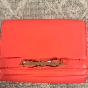 Ted Baker Neon Pink Clutch with Gold Bow